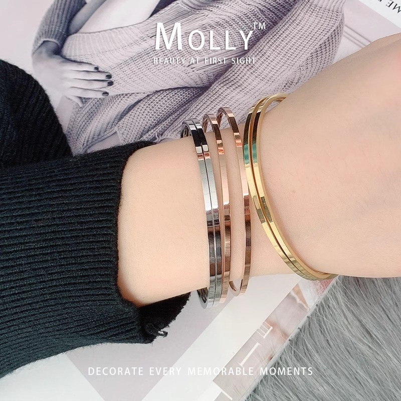 สแตนเลสกําไลข้อมือวงกลมบางเรียบง่ายสําหรับผู้หญิง,non Tarnish Gold Plated Hypoallergenic Minimalist Non Fade เครื่องประดับ