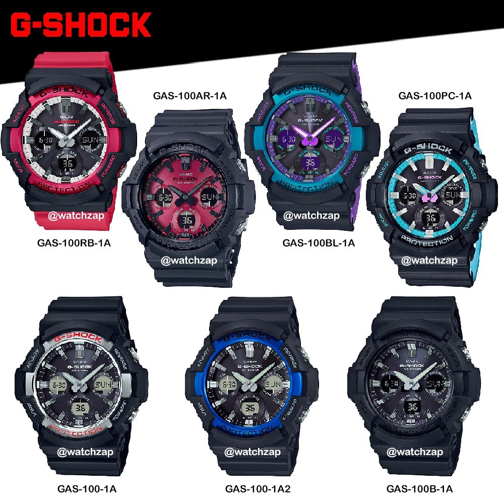 Casio G-Shock นาฬิกาข้อมือผู้ชาย สายเรซิ่น รุ่น GAS-100B-1A GAS-100 GAS-100PC GAS-100RB GAX-100CSB-