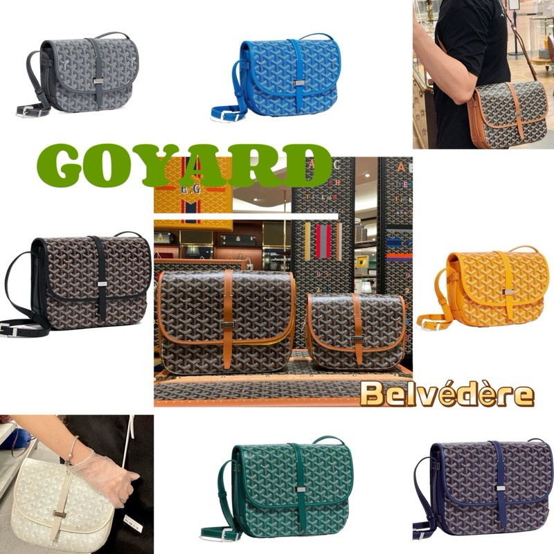 100% ของแท้ GOYARD Belvédère พร้อมสายคล้องไหล่ปรับได้กระเป๋าสะพายข้าง PM / MM