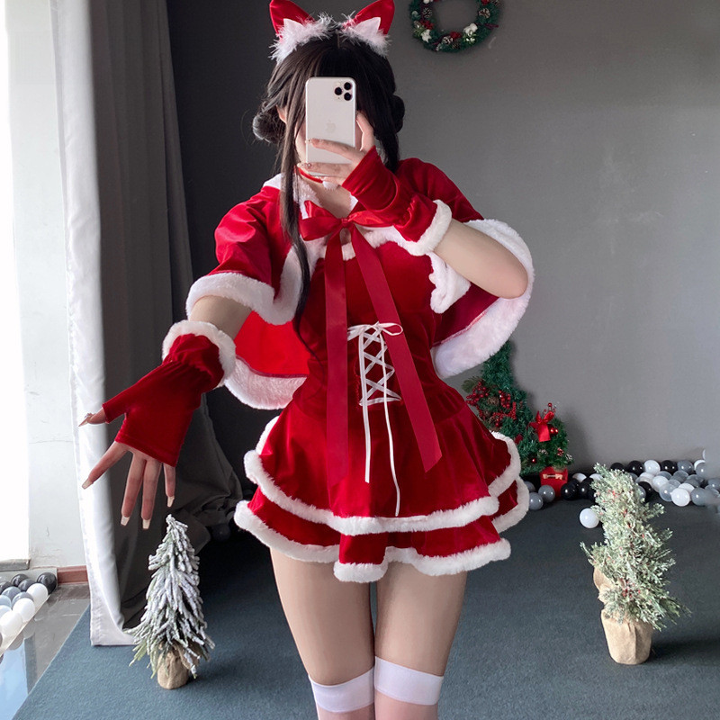 ใหม่คริสต์มาสคอสเพลย์ Xianyi ชุดชั้นใน Pure Lust Temptation กํามะหยี่ชุดคริสต์มาส Miniskirt Passion ฟรีที่จะถอดชุดปีใหม่ S28