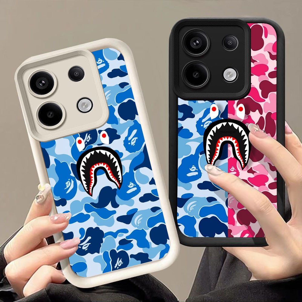เคสสําหรับ Xiaomi Redmi Note POCO M6 X6 X7 14 13 Pro Plus 5G Q-35 bape shark
