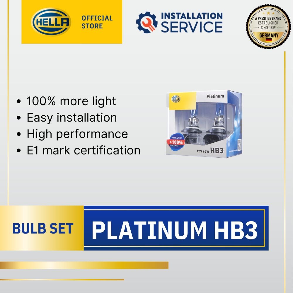 หลอดไฟ HELLA Platinum HB3 8GH 178 560-703 (2 หลอด)