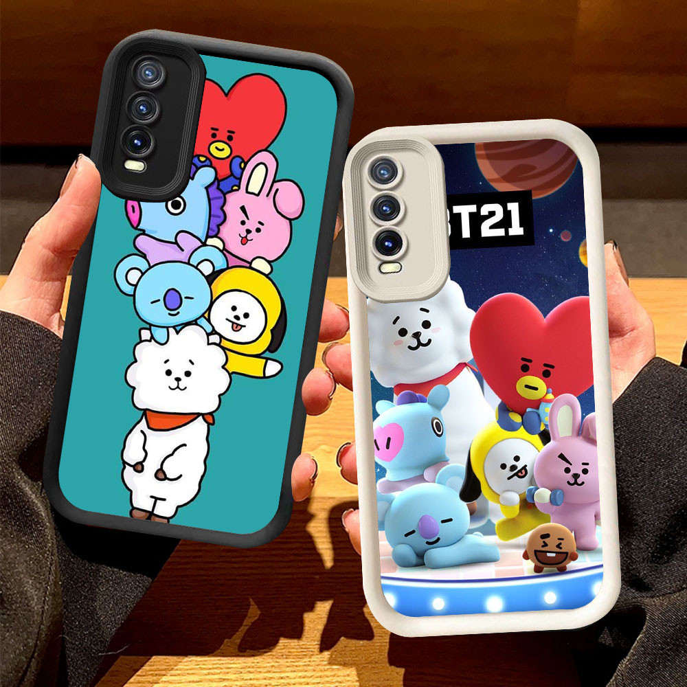 O-42 BT21 เคสสําหรับ VIVO Y11s Y12s S1 Y20i Y20 Y20s Pro สีดําและสีขาว
