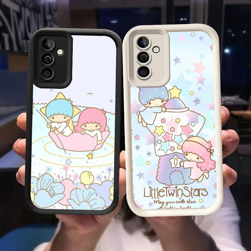 O-47 Twin Stars Casing สําหรับ Samsung Galaxy S21 M15 S24 A55 5G FE สีดําและสีขาว