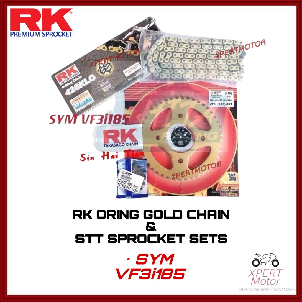 428 RK ORING SYM VF3I185 ชุดหมุนพร้อม RK 428 ORING GOLD CHAIN ญี่ปุ่น