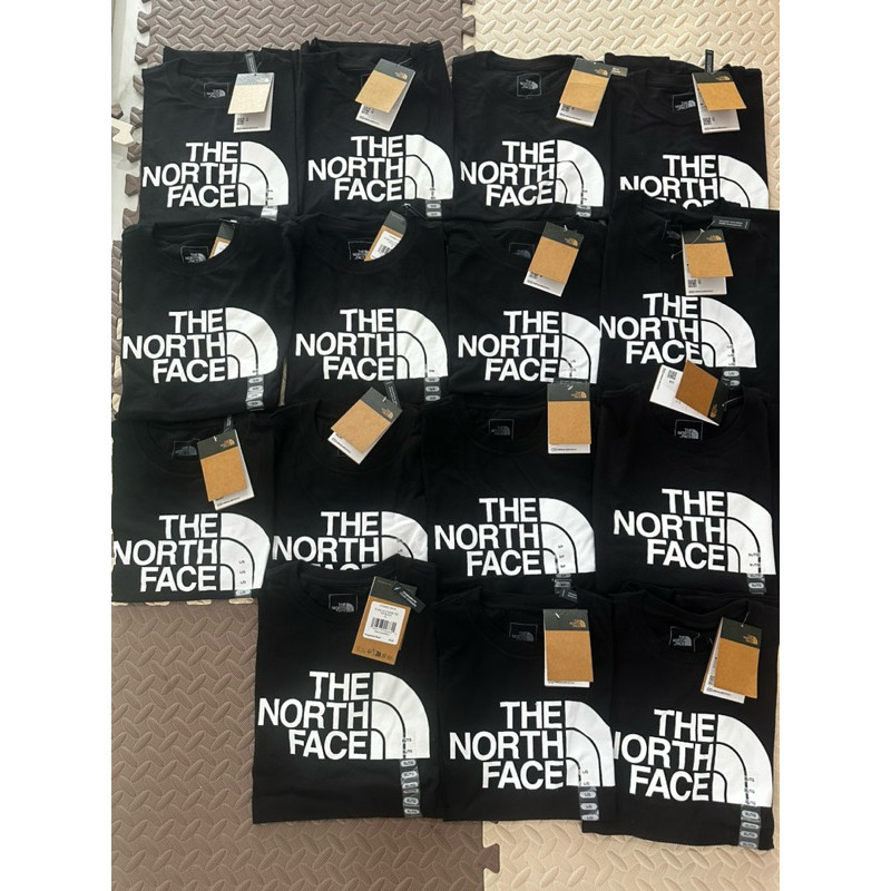 เสื้อยืด THE NORTH FACEสีดำ สกรีนสีขาว ของแท้100% นำเข้าจาก