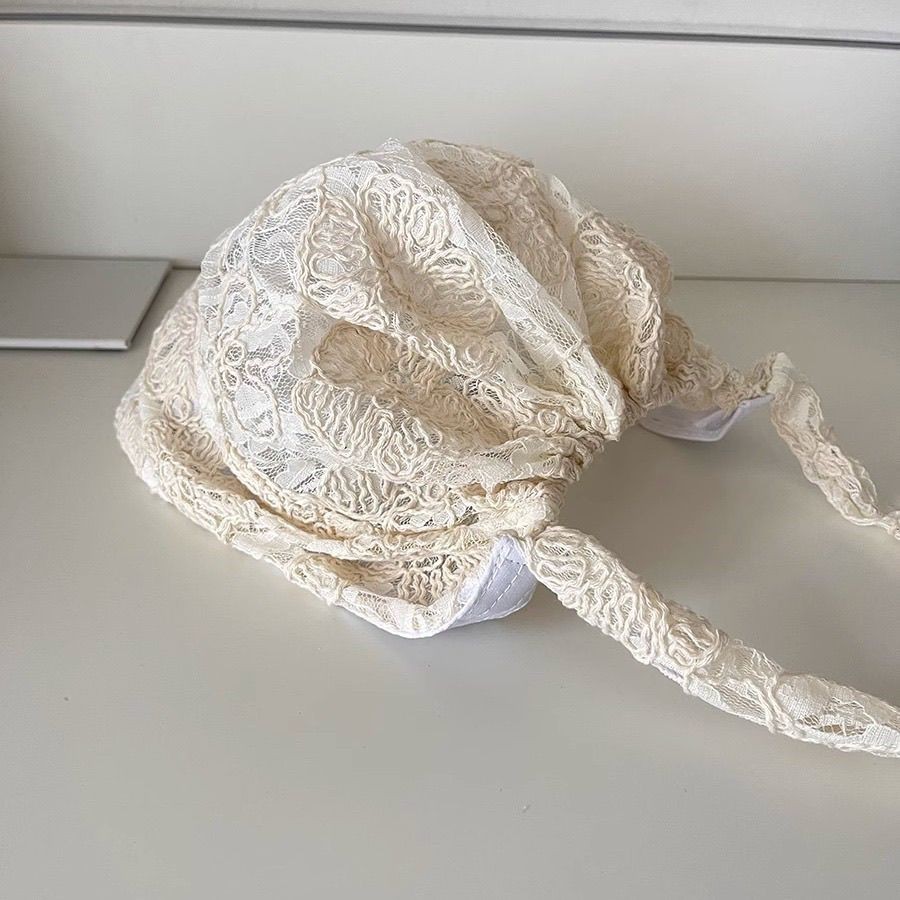 Shanmieleng ลูกไม้ Bow Laced-Up Newsboy หมวกหญิง Hollow บาง Baotou หมวกหมวก Beret หมวก - รูปที่ 5