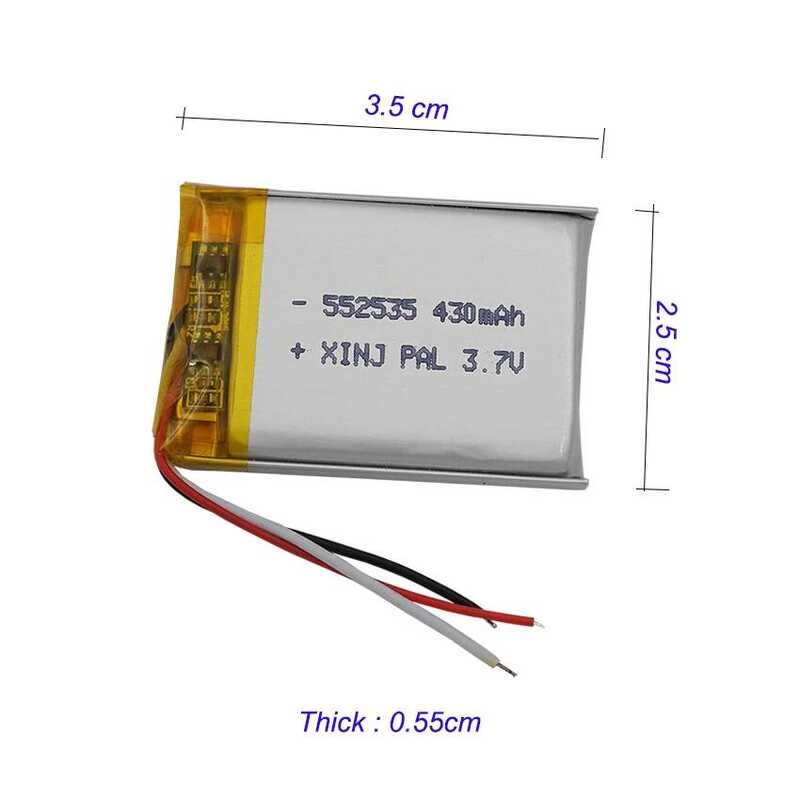 ▥ 2Pcs 3.7V 430Mah 1.59Wh Li แบตเตอรี่ Lipo 552535เทอร์มิสเตอร์ NTC 3สายสำหรับกล้อง GPS Sat Nav