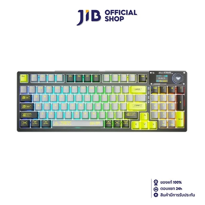 WIRELESS KEYBOARD (คีย์บอร์ดไร้สาย) AULA F98PRO GASKET MECHANICALl BLACK (WHITE SWITCH)