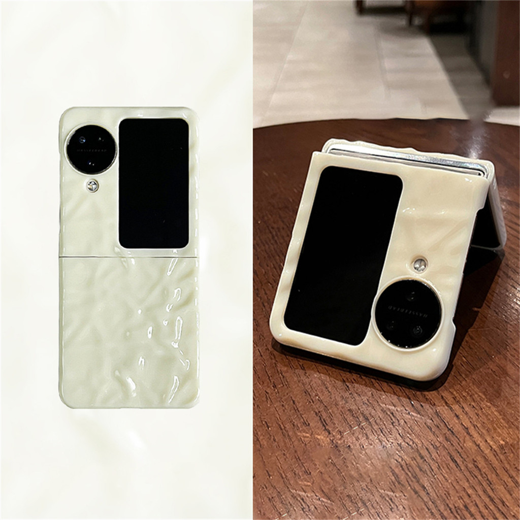 Insเกาหลีน่ารักครีมสีขาวริ้วรอยสีทึบเคสโทรศัพท์สําหรับoppoค้นหาn2flip N3flip N2 Flip N3 N3flipกันกระแทกปกหลัง