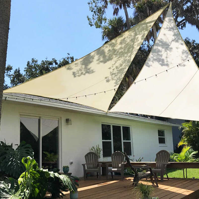 Sun Waterproof Shade Triangle Awning Canopy Sails 600D Polyester PU 160Gsm 95% Blockage With Pe R