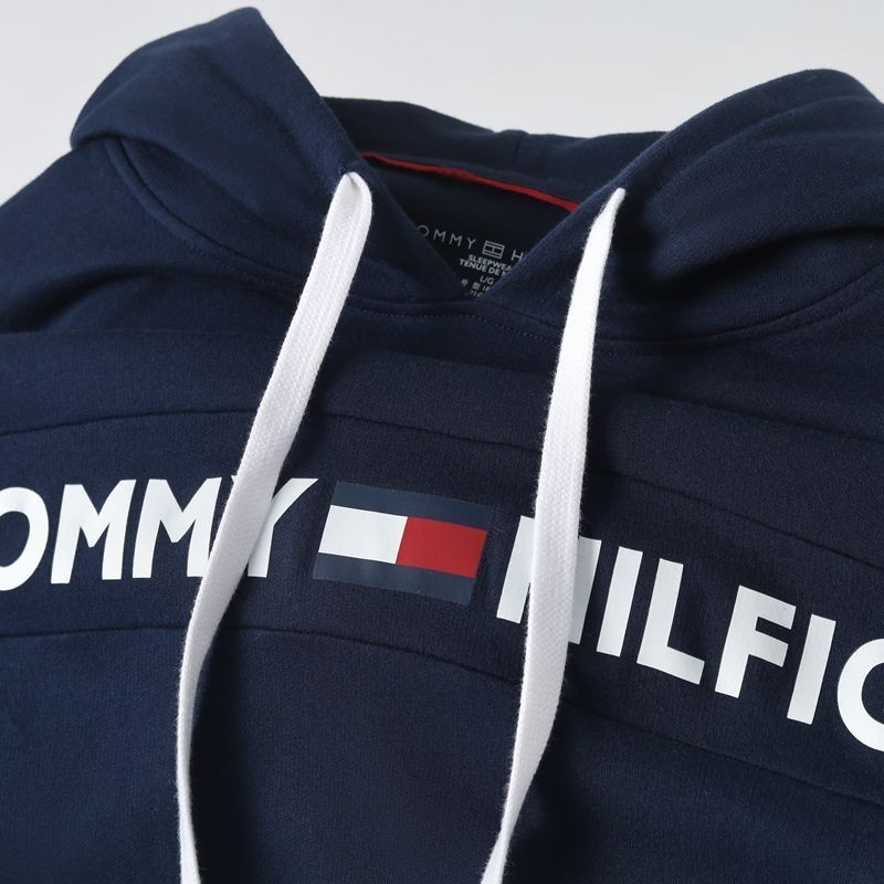 Tommy Hilfiger เวอร์ชั่นอเมริกันแท้ Tommy Hooded เสื้อกันหนาวผู้ชายเสื้อแจ็คเก็ตกํามะหยี่แขนยาวเรียบ