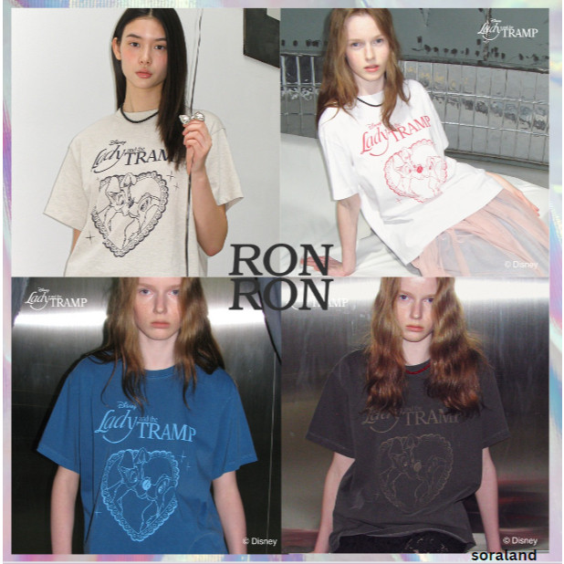 ♞,♘,♙[RONRON] Heart LADY AND THE TRAMP BASIC FIT T SHIRT 4 สี mnm
