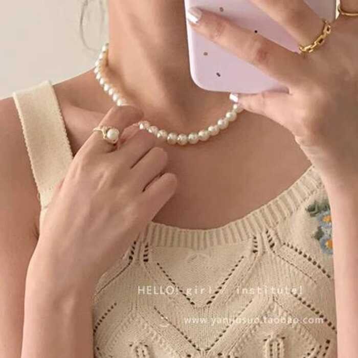 สร้อยคอมุกสไตล์ฝรั่งเศส .oru.ha2025 หรูหรา