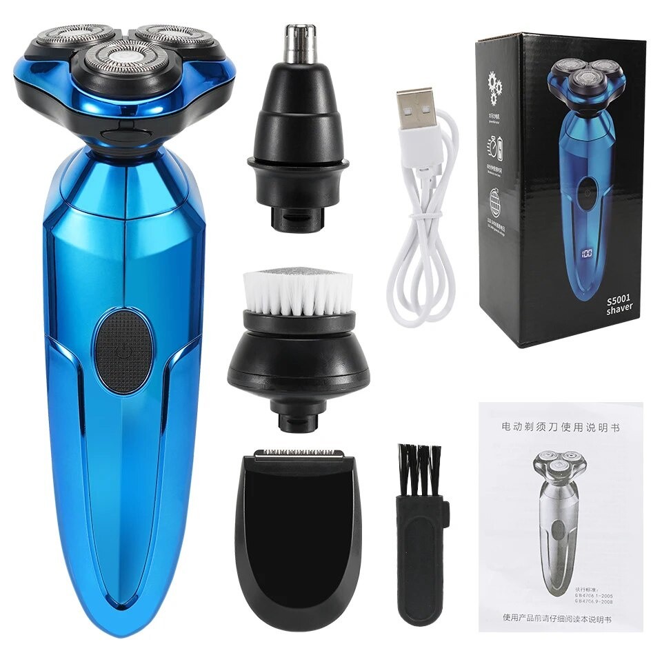 4 in 1 Electric Shaver Professional Razor Waterproof Beard Trimmer Rotary 3D Floating Shaving Recha