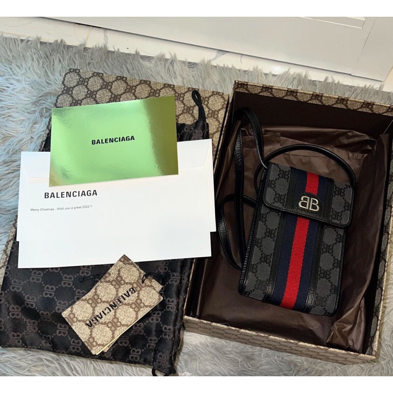 ️Used Like Very New BALENCIAGA x GUCCI Pochette Hacker Project Black canvas ShopThai