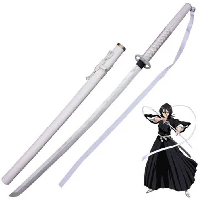 BLEACH Kuchiki Rukia Sode คอสเพลย์ No Shirayuki White Wooden Katana Sword Weapon คริส