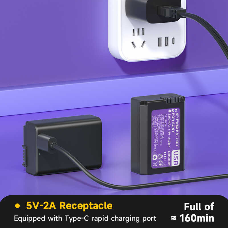 Δ แบตเตอรี่ Np-Fw50 + LCD USB Charger Case สำหรับ Sony Alpha A6500 A6300 A6000 A