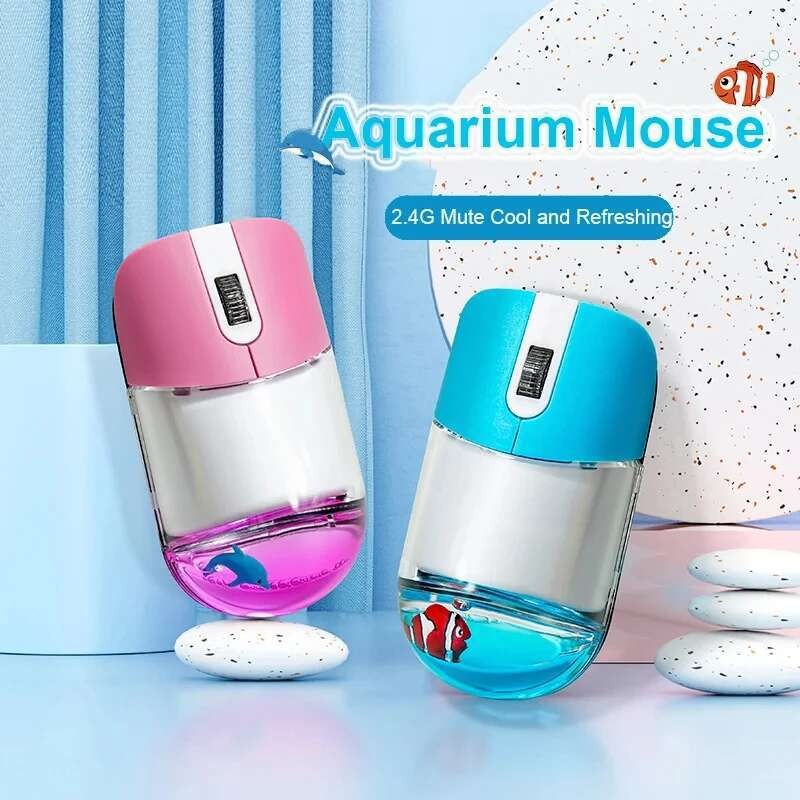 Frutiger Aero Aqua Liquid Mouse น่ารักลอย Aquarium สัตว์ รูปที่ 2