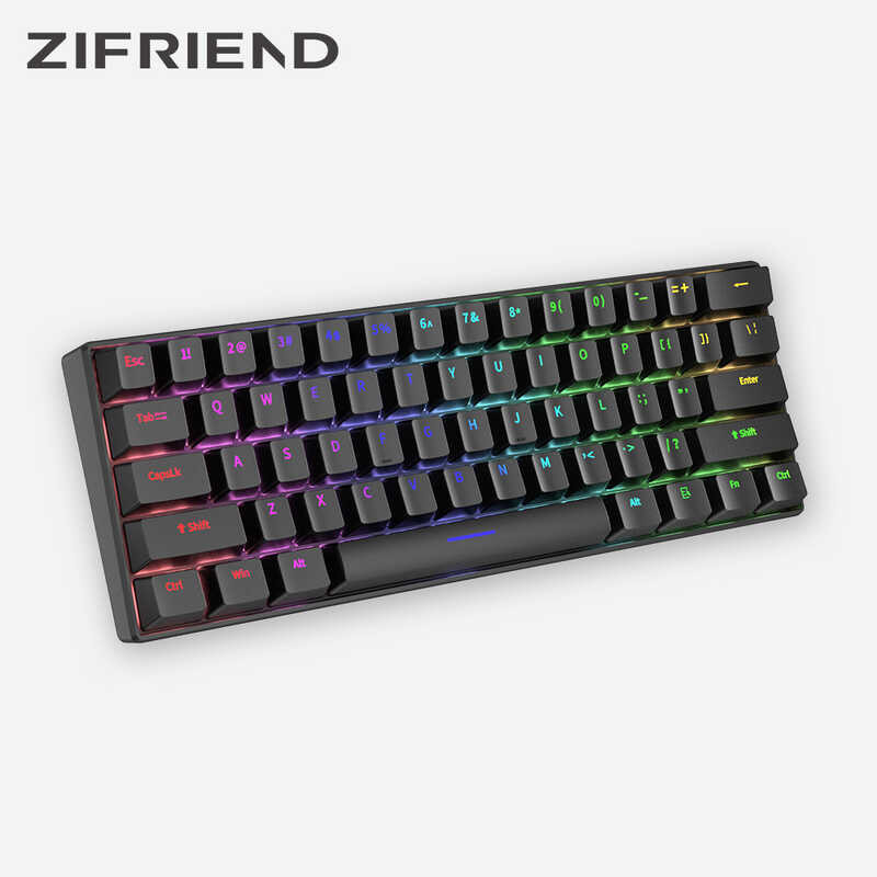 ZIFRIEND คีย์บอร์ดเกมมิ่ง c H61K ใหม่ 61 ปุ่มสวิตช์สีน้ำตาล