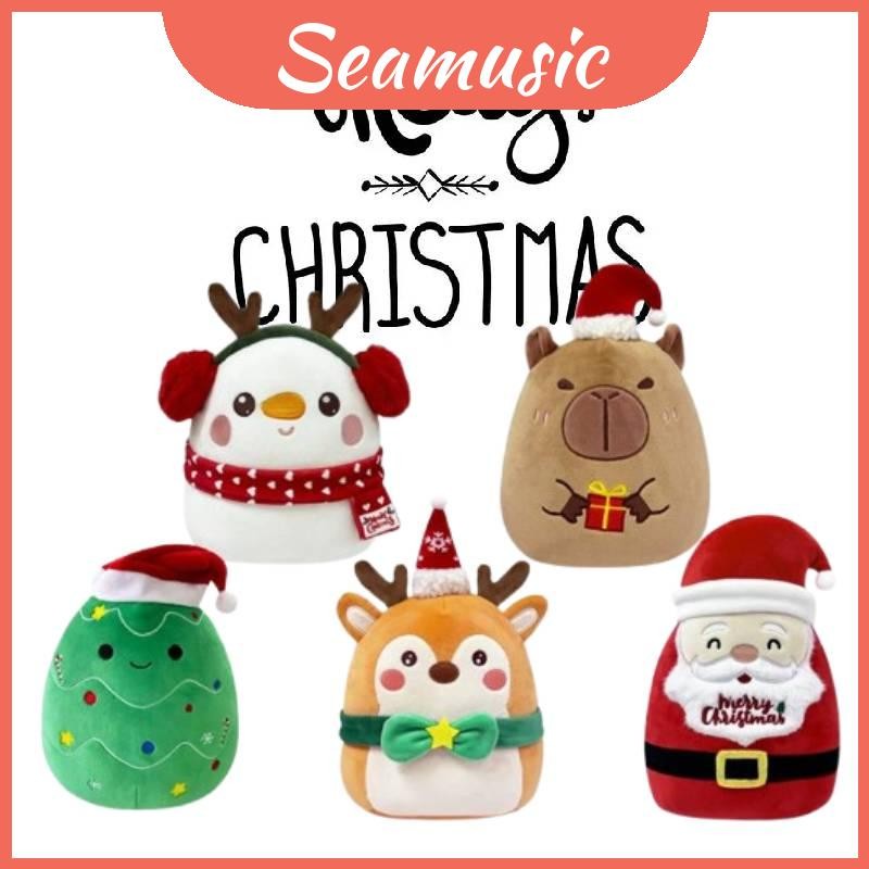 ตุ๊กตาคริสต์มาสน่ารักน่ารัก Santa และ Snowman โยนหมอน Cozy Accent ตกแต่งบ้านสําหรับ