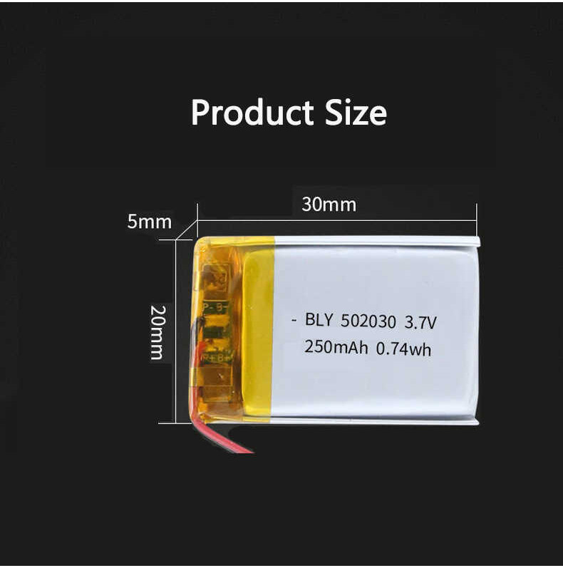 Δ ความจุจริง 3.7V 250Mah 502030 แบตเตอรี่ลิเธียมไอออนโพลิเ