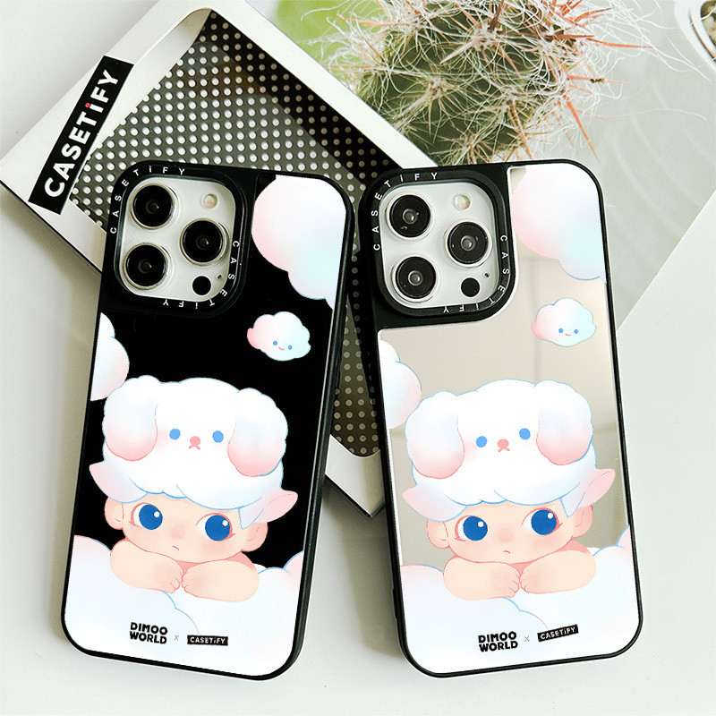 น่ารัก WORLD Walk In The Clouds Mirror Casing สําหรับ IPhone 11 12 13 Mini 14 15 16 Pro Max Case X X