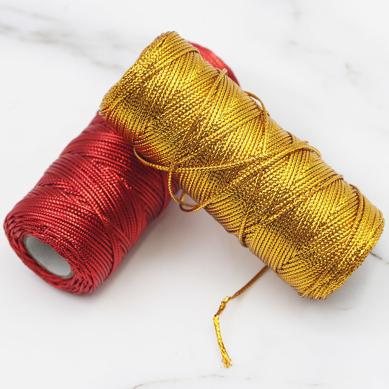 ((100 เมตร/ม้วน) กว้าง 1 มม. 16 Strands ถัก Hollow ด้ายทองของขวัญกล่องบรรจุภัณฑ์ Tie Holiday Party ตกแต่งริบบิ้น DIY