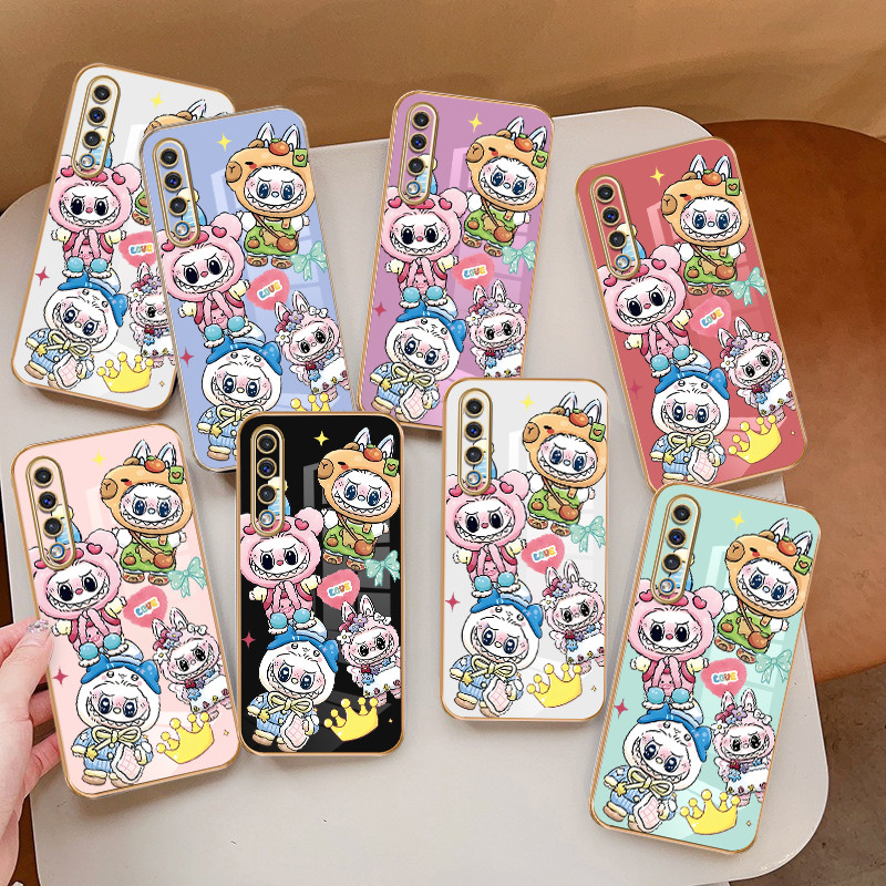 สําหรับ Samsung Galaxy A20S A21S A22 A22S A23 A24 A20 A30 A31 A32 A34 A50 A50S A30S M22 ปลอกการ์ตูนน่ารัก Labubu หรูหรา 6D ชุบรวมทุกอย่างกันกระแทกนุ่มกรณี