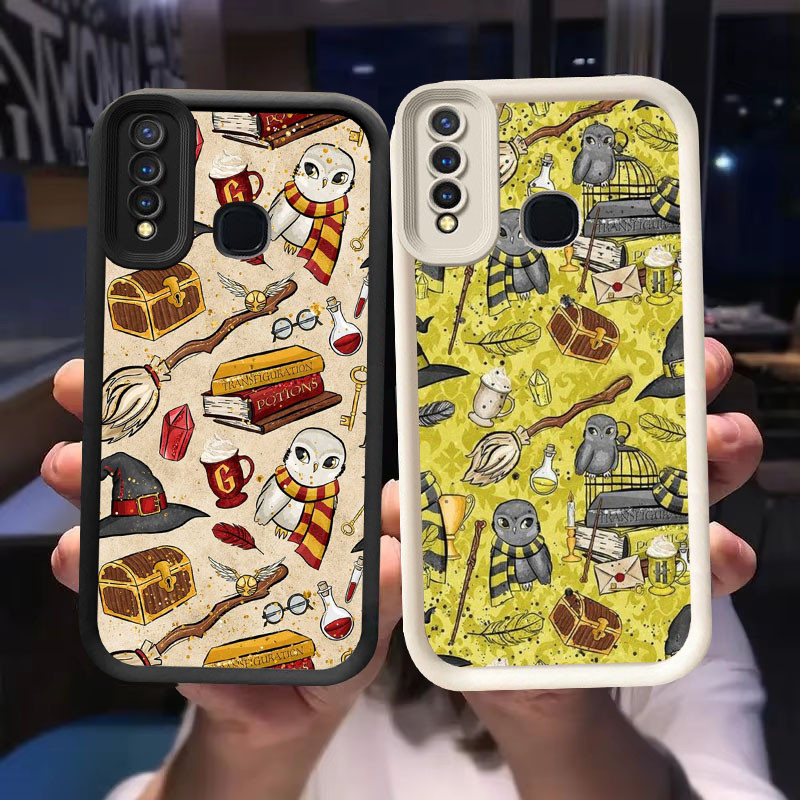 O-7 Hedwig ปลอกนกฮูกสําหรับ VIVO Z1 V9 Y12 Y17 Y19 Y15 Y50 Y30 Pro สีดําและสีขาว