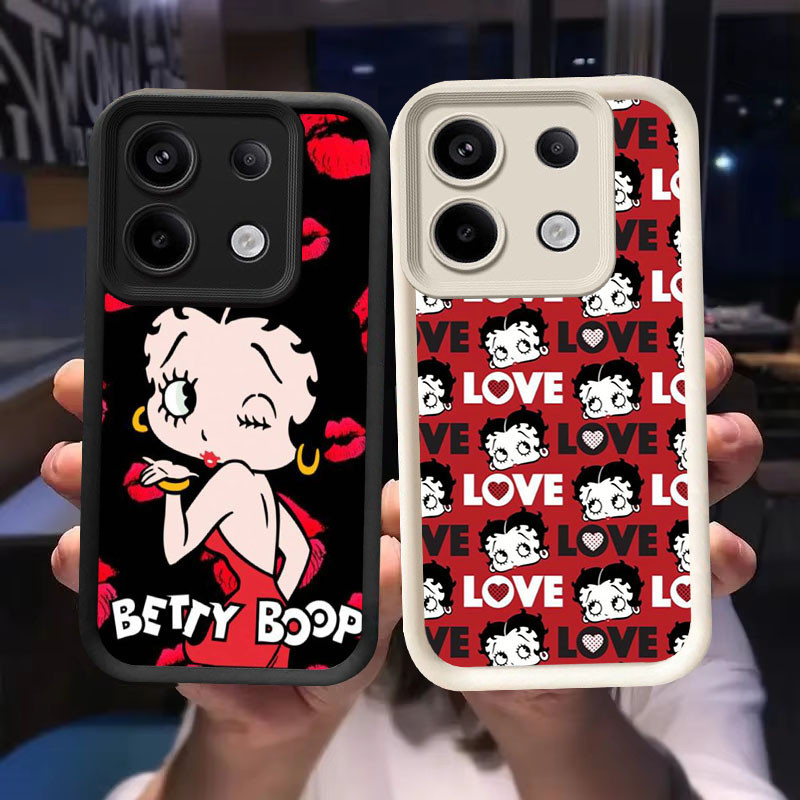 O-30 Betty Girl Boop Casing สําหรับ Xiaomi POCO M6 X6 NEO M7 M4 Pro สีดําและสีขาว