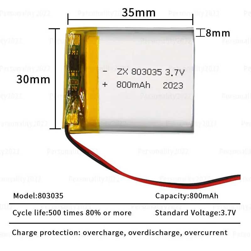 Δ 1-10 ชิ้น 3.7V 800Mah หูฟังบลูทู ธ 803035 แบตเตอรี่ลิเธียมโพ