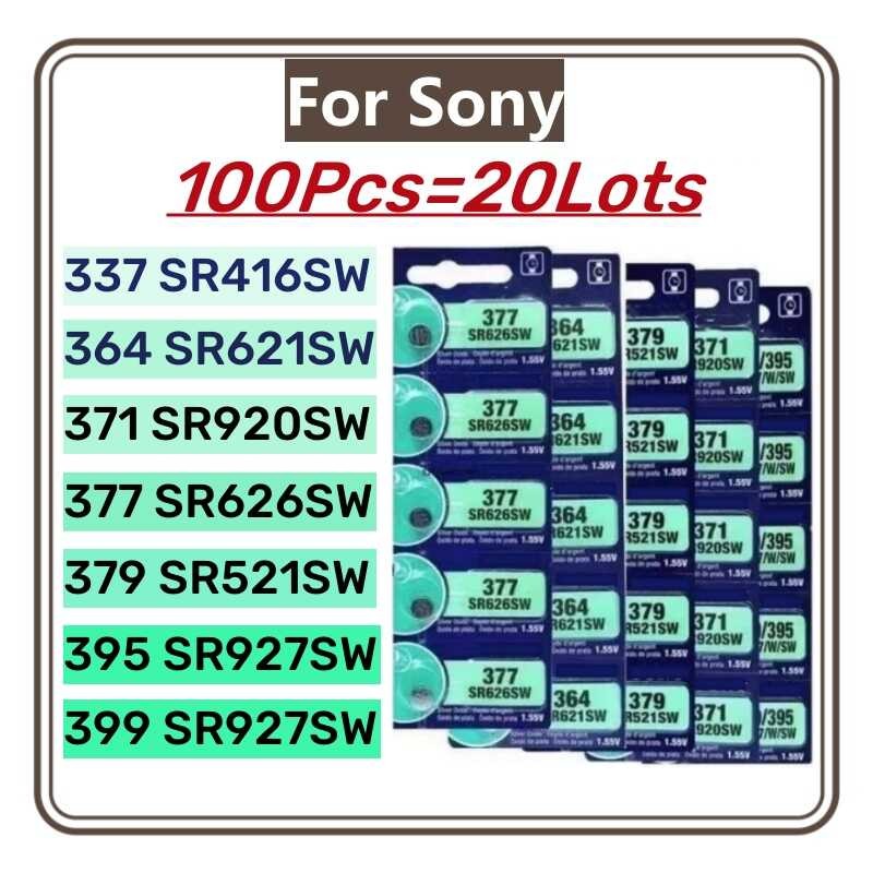 Δ 100 ชิ้น แบตเตอรี่ Sony 337 Sr416sw 364 Sr621sw 371 Sr920sw 377 Sr626sw 379 Sr52