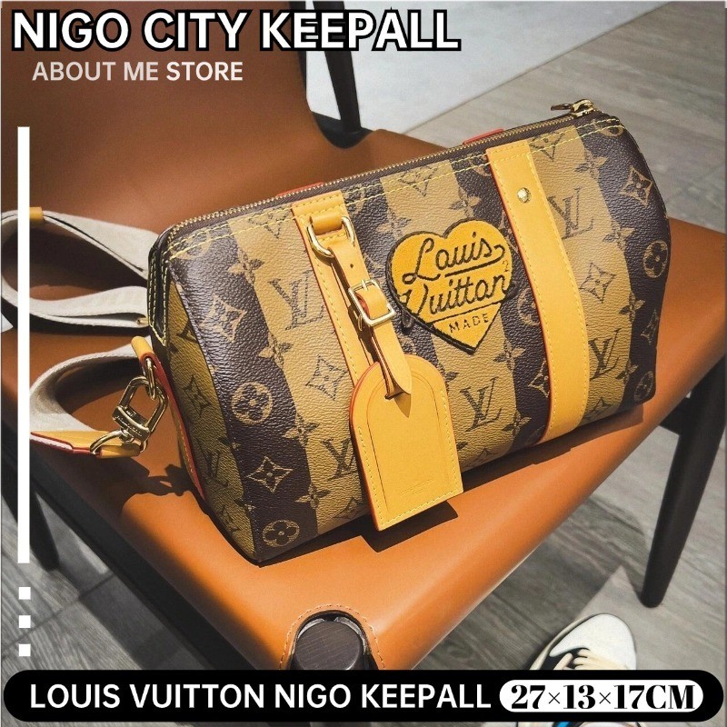 【Co-branded styles】Louis Vuitton NIGO CITY KEEPALL Pillow Bag LV กระเป๋าสะพายข้าง