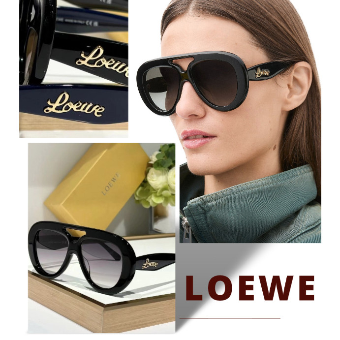 ♞,♘,♙LOEWE Acetate Round Aviator Sunglasses DA