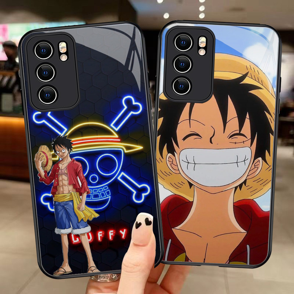 G-108 One Piece Luffy HD Glass Case สําหรับ OPPO Reno 4 3 A91 5 6Z F15 6 5G
