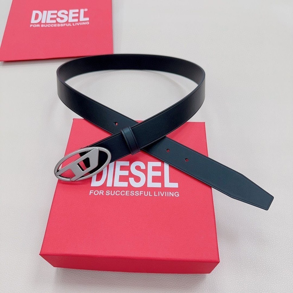 Diesel เข็มขัดหนังวัว สองด้าน คุณภาพสูง แฟชั่นสําหรับผู้หญิง