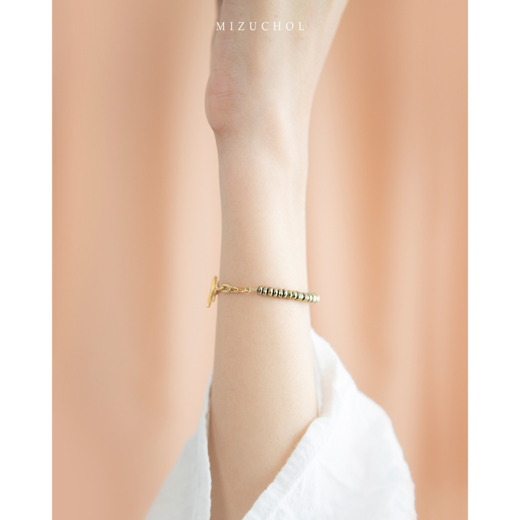 Mizuchol กำไลหิน Pyrite เงินแท้ชุบทองคำแท้ Spell of Pyrite