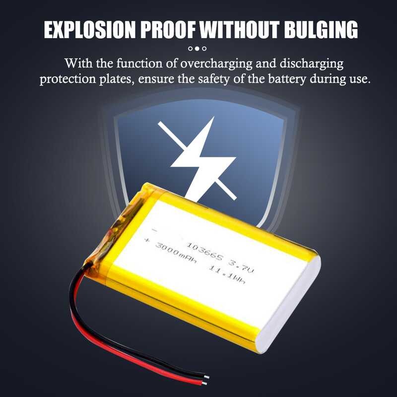 Δ 1 ชิ้น 3.7V 3000Mah 103665 แบตเตอรี่แบบชาร์จไฟได้ Gps Polymer แบ