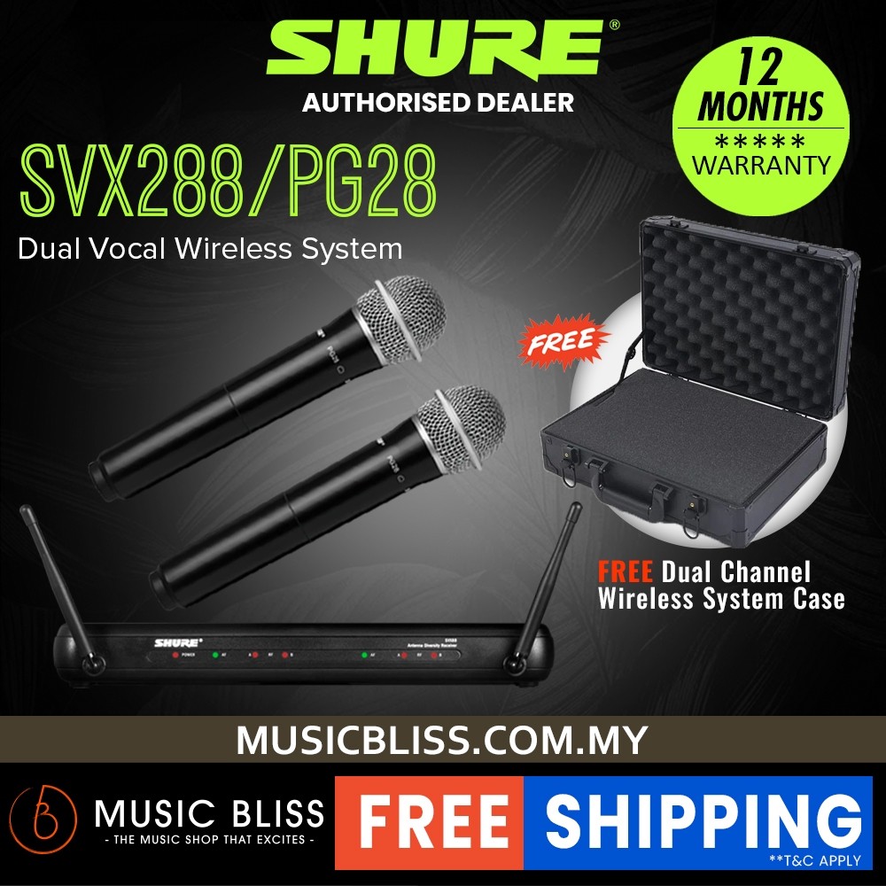 ในสต็อก Shure SVX288/PG28 ระบบไมโครโฟนไร้สายแบบใช้มือถือคู่, SVX88 Dual Diversity Receiver & Dual PG