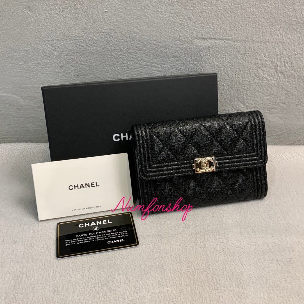 Chanel Boy Sarah Medium Wallet 6" Black Hologram27 ของใหม่