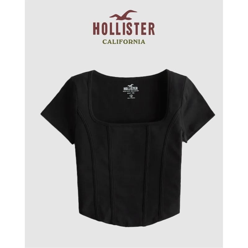 Hollister Little Seagull Fish Bone Slim Short Style Pure Hot Girl Style Design Female Summer Top Sho