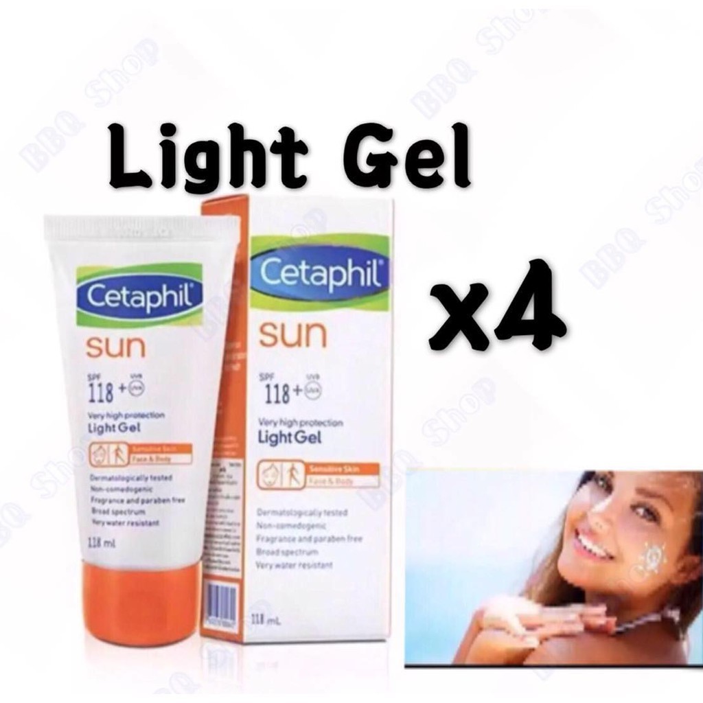 ในสต็อก (4 ชิ้น) Cetaphil Sunblock Sunscreen SPF118+ Light Gel