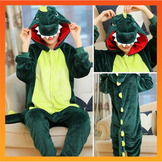 Unisex Kigurumi ไดโนเสาร์ Stitch Pikachu เสือการ์ตูน Flannel อะนิเมะคอสเพลย์เครื่องแต่งกายผู้หญิงผู้ชายชุดนอน Onesies ชุดนอนเด็กสําหรับคริสต์มาส