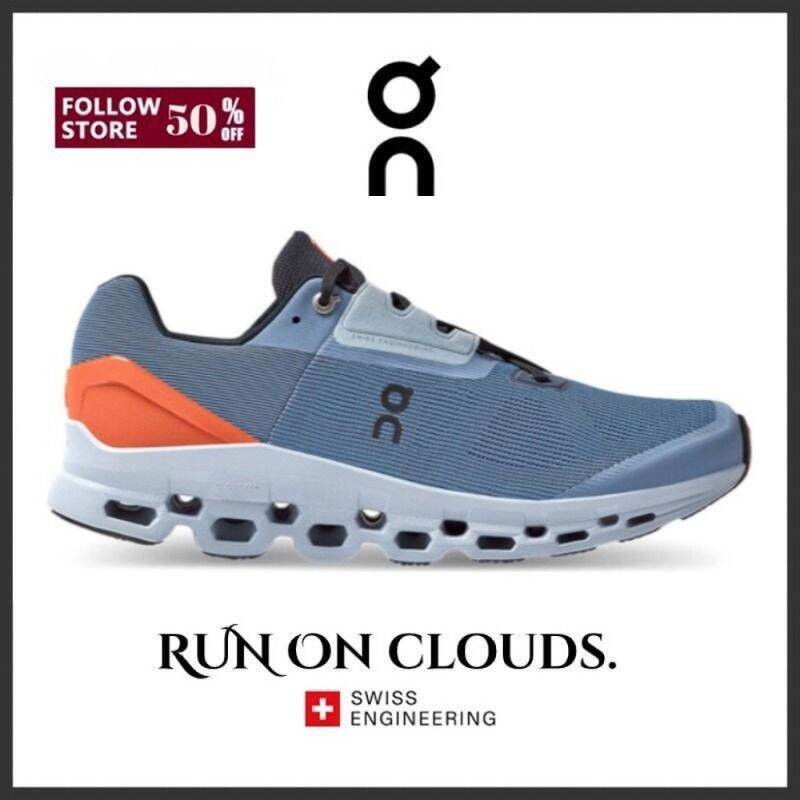 100% Original On Running Cloudstratus Blue&Orange Mesh Hiking Shoes For Men