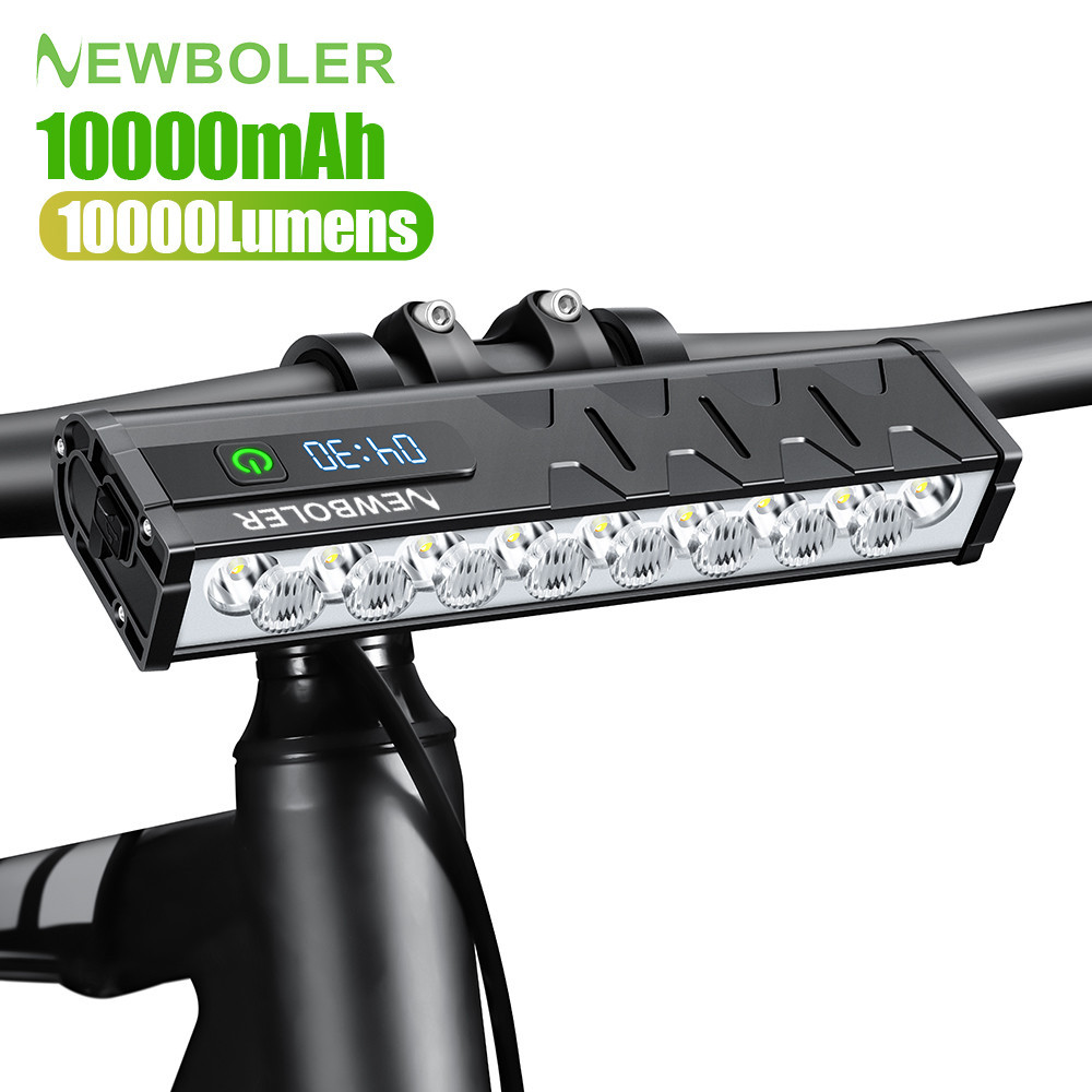 Newboler 10000 Lumens จักรยาน 10000mAh ชุด USB ชาร์จไฟหน้าจักรยาน IPX6 กันน้ําขี่จักรยานไฟฉายอลูมิเนียม Shell จักรยานอุปกรณ์เสริม