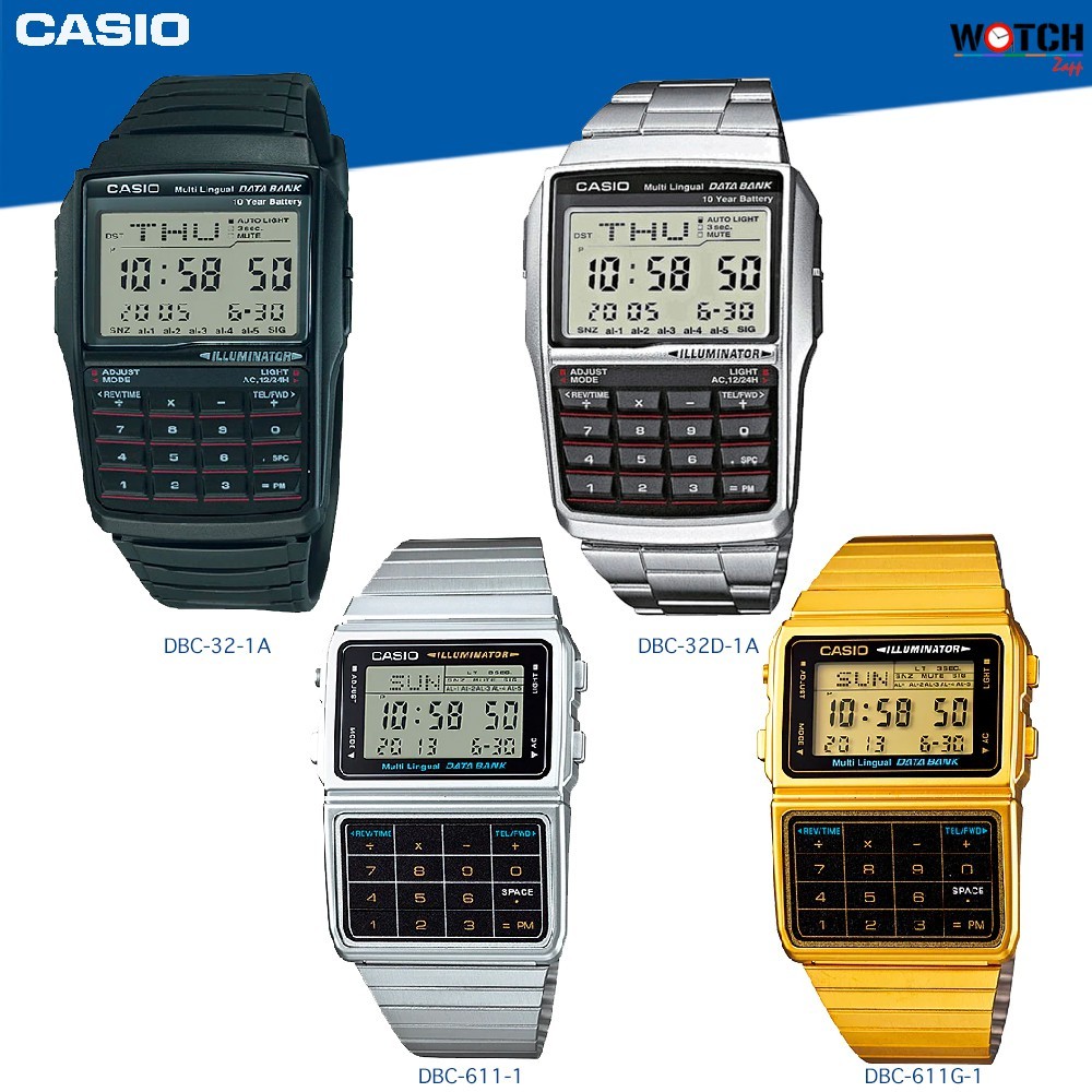 Casio Data Bank นาฬิกาข้อมือ สายเรซิ่น รุ่น DBC-32 DBC-32-1A DBC-32D-1A DBC-611-1  DBC-611G-1