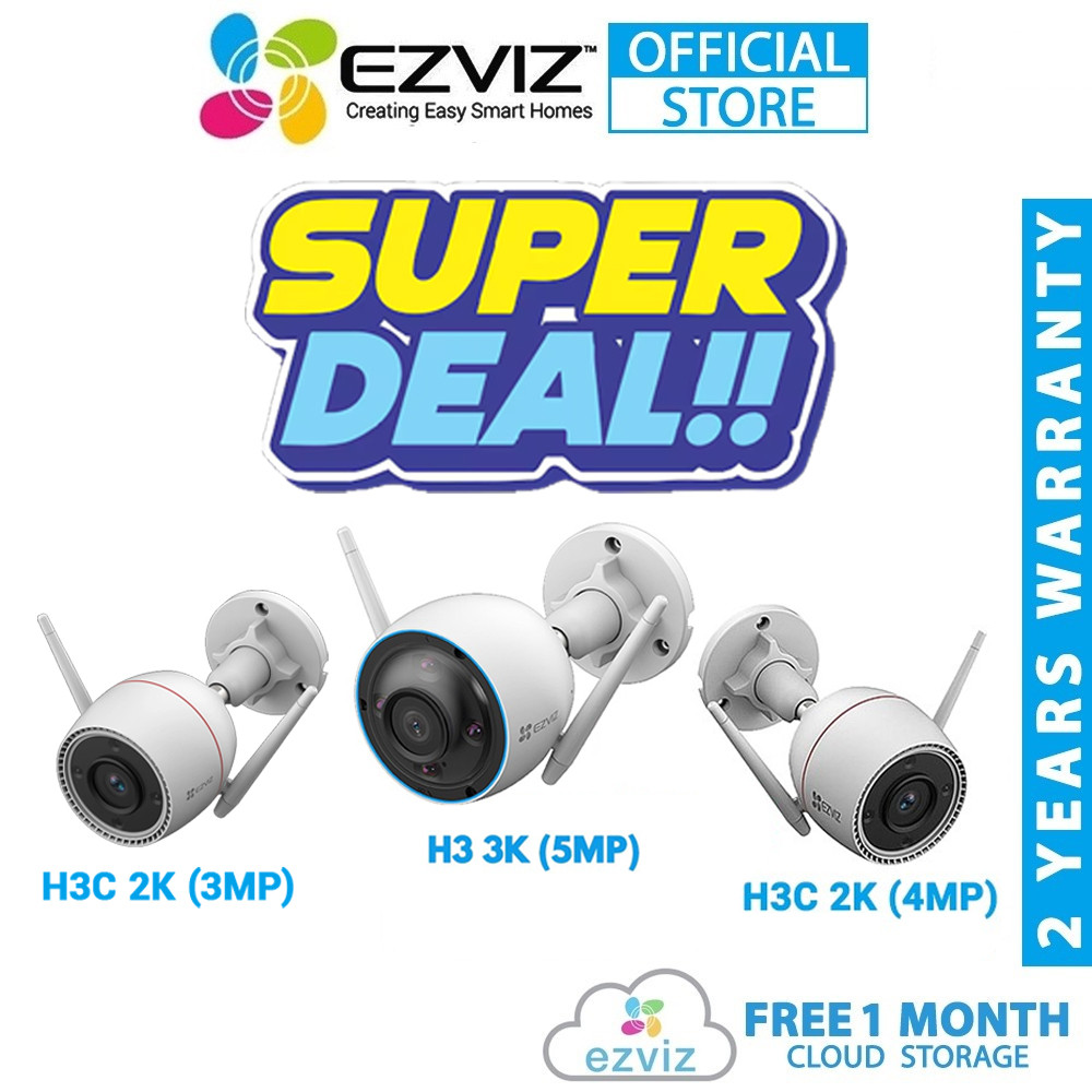 Super Deal Ezviz H3 3K 5MP กันน้ํา H3C 2K+ 1440P 4MP 3MP Two Way Talk WiFi สมาร์ทกล้องวงจรปิดรักษาคว