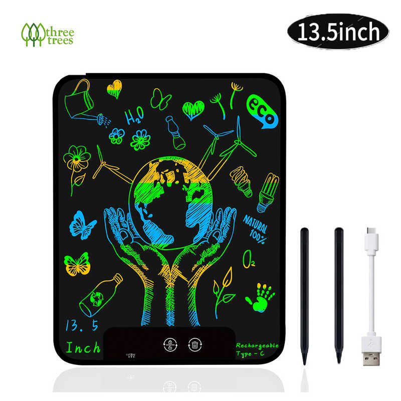 Pens [Two Provided] Threetrees 13.5Inch Rechargeable LCD Writing Tablet Thick Writing E Graffiti D