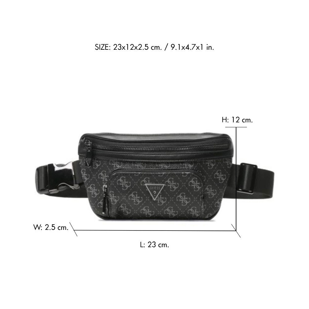 GUESS กระเป๋าคาดอกผู้ชาย Vezzola Smart 4G Logo Belt Bag รุ่น HMEVZLP3231 สีดำ
